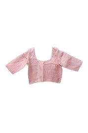 Plain Baby Pink Tussar Silk Blouse With Sequin - SRPBPTSB3