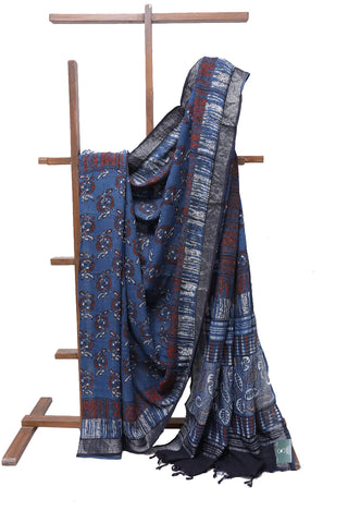 Blue HBP Slub Cotton Saree-SRBSCS952