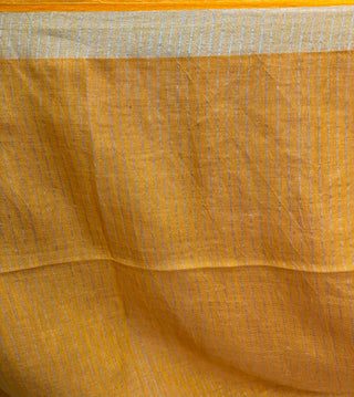 Two Tone Orange Plain Linen Saree With Yellow Tassels - SRTTOYPLS99