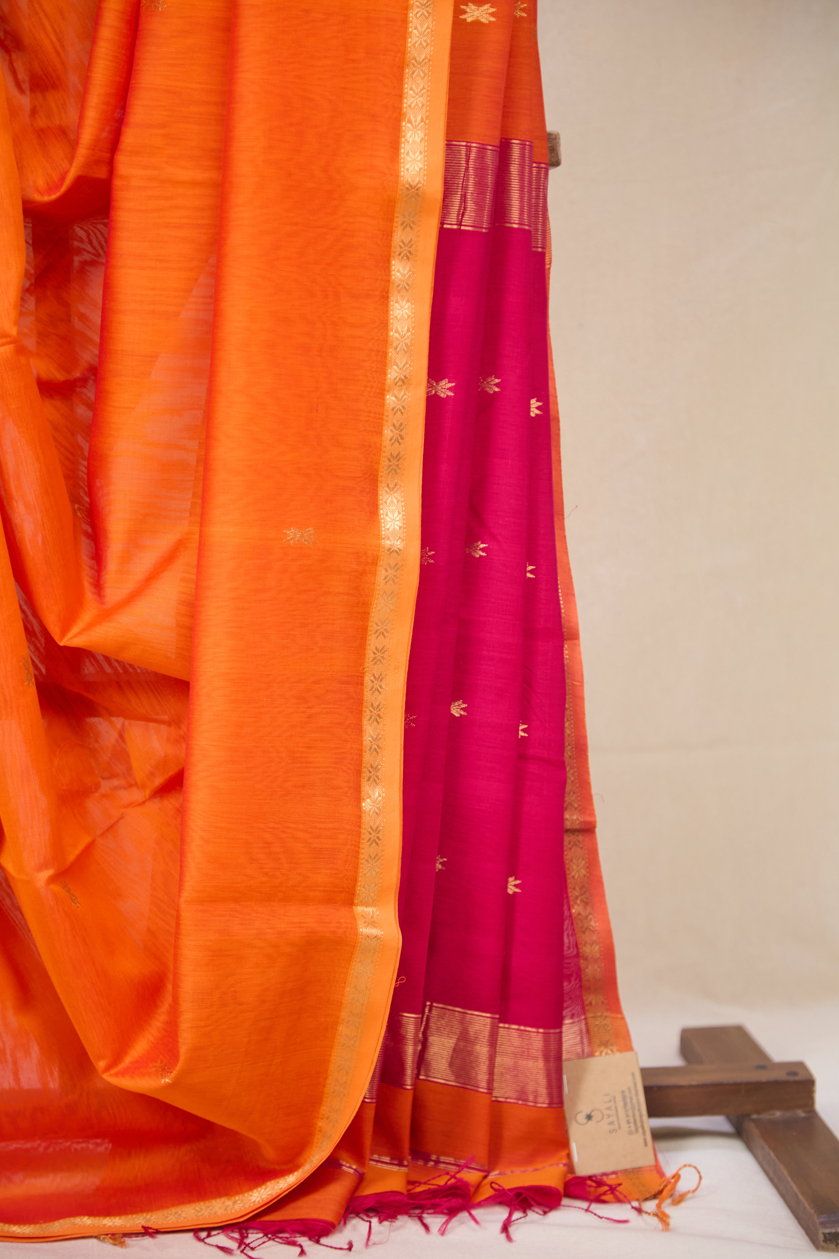 Orange Maheshwari Saree - SROMS1066