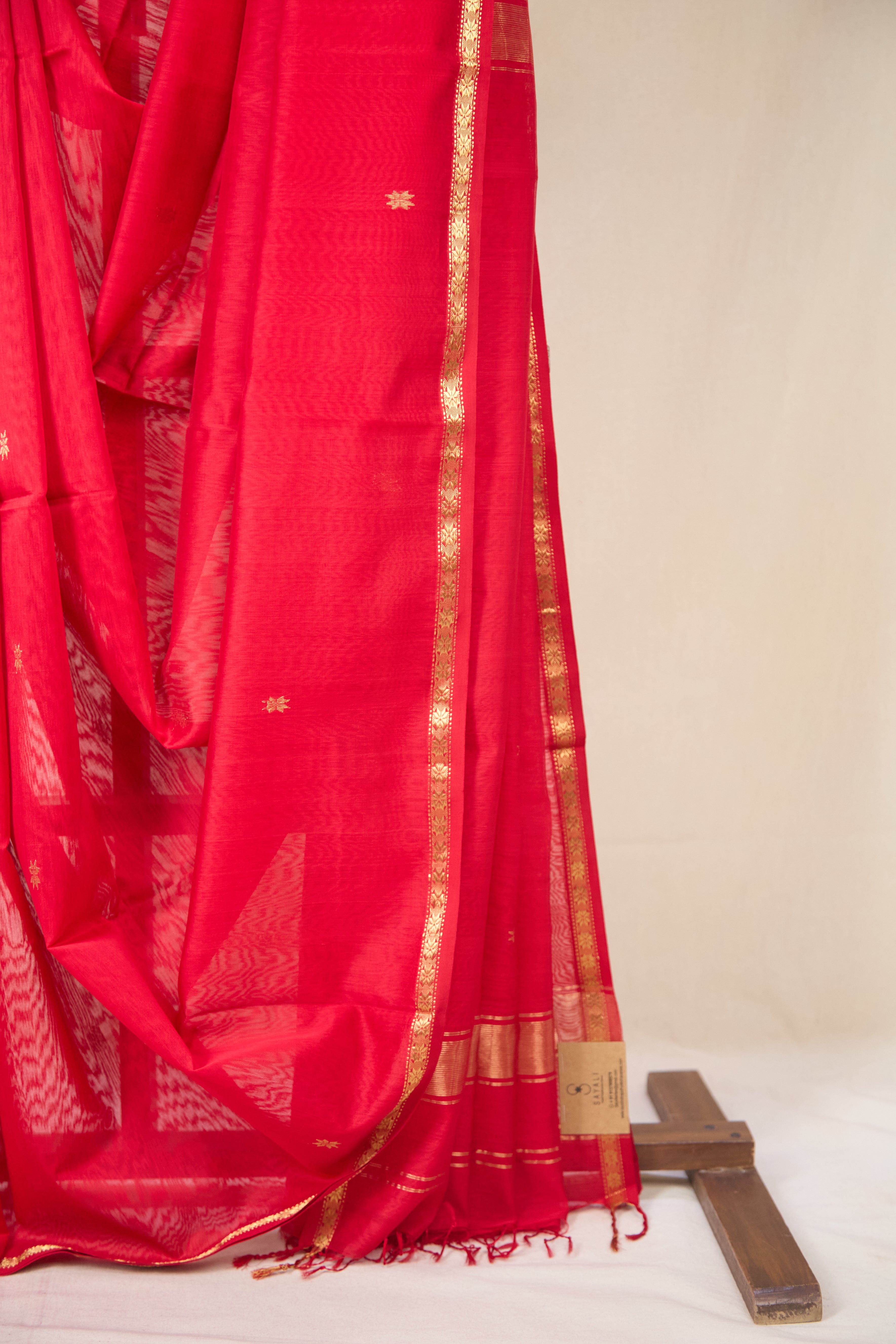 Red Maheshwari Saree - SRRMS1074
