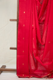 Red Maheshwari Saree - SRRMS1074