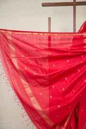 Red Maheshwari Saree - SRRMS1074