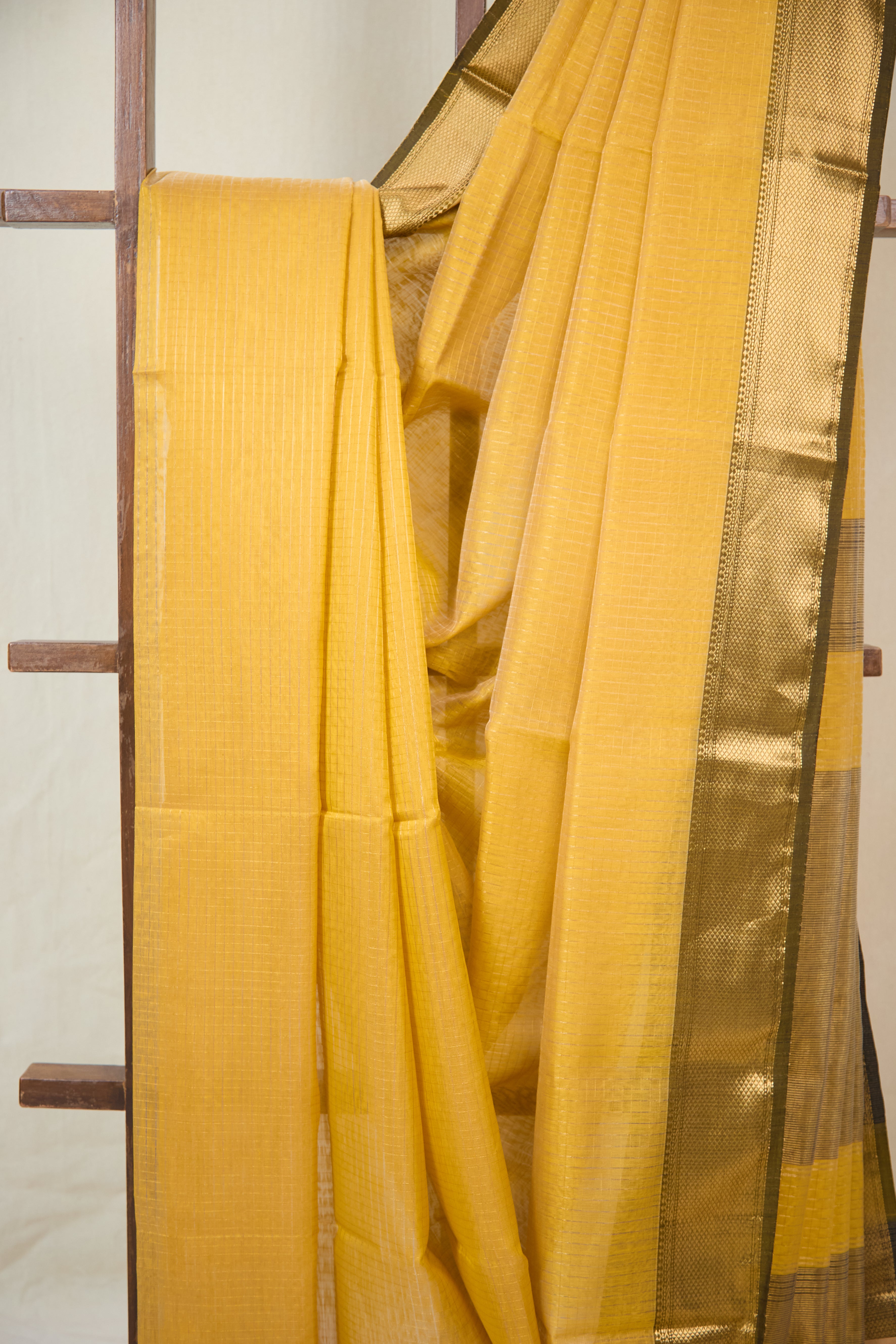 Yellow Maheshwari Saree - SRYMS1079