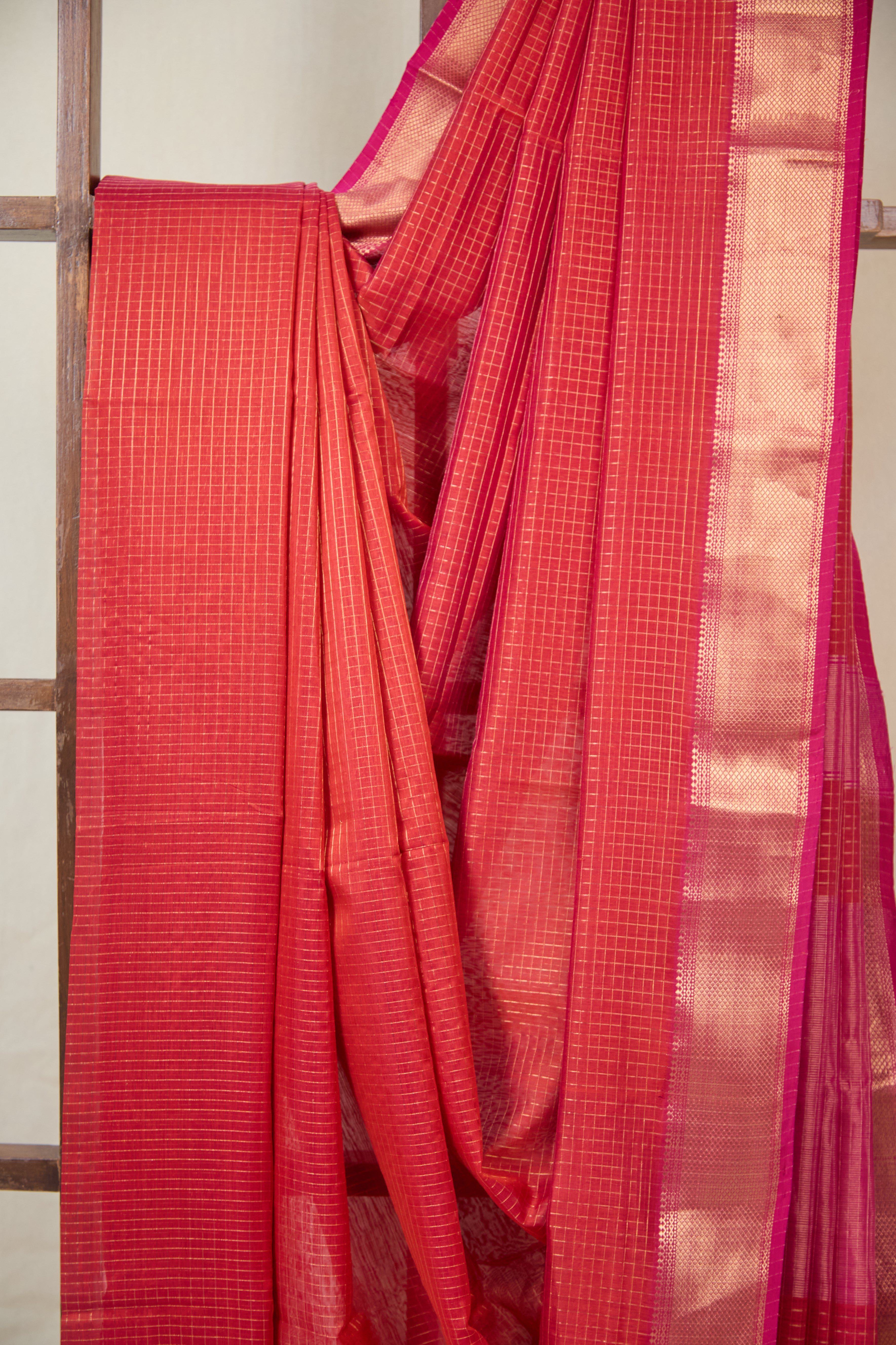 Brick Maheshwari Saree - SRBMS1078
