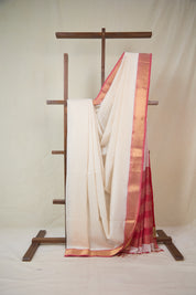 Off White Maheshwari Saree - SROWMS1076