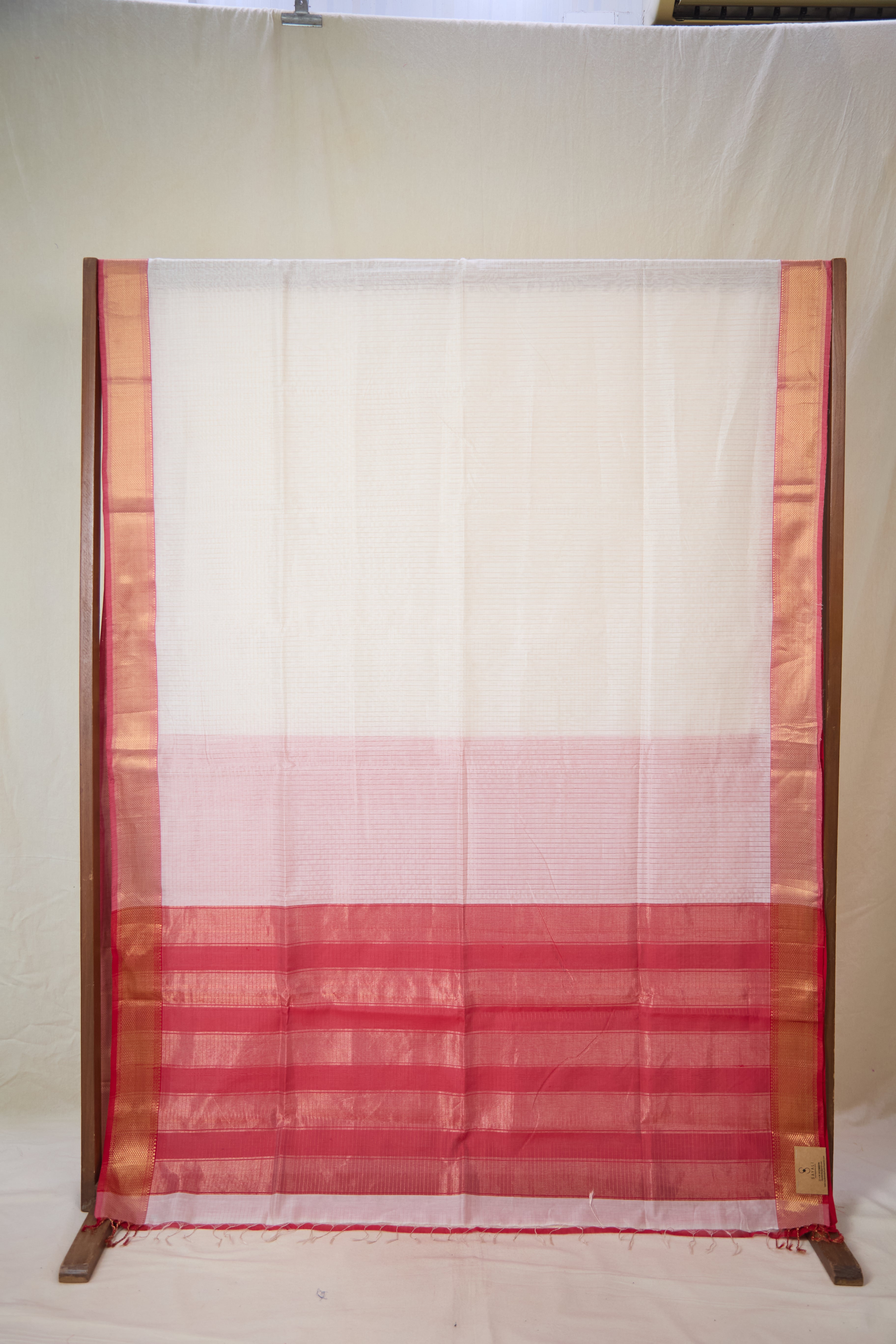 Off White Maheshwari Saree - SROWMS1076