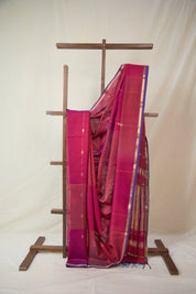 Two Tone Maroon Maheshwari Saree - SRTTMMS1060