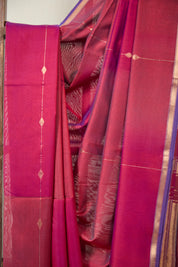Two Tone Maroon Maheshwari Saree - SRTTMMS1060