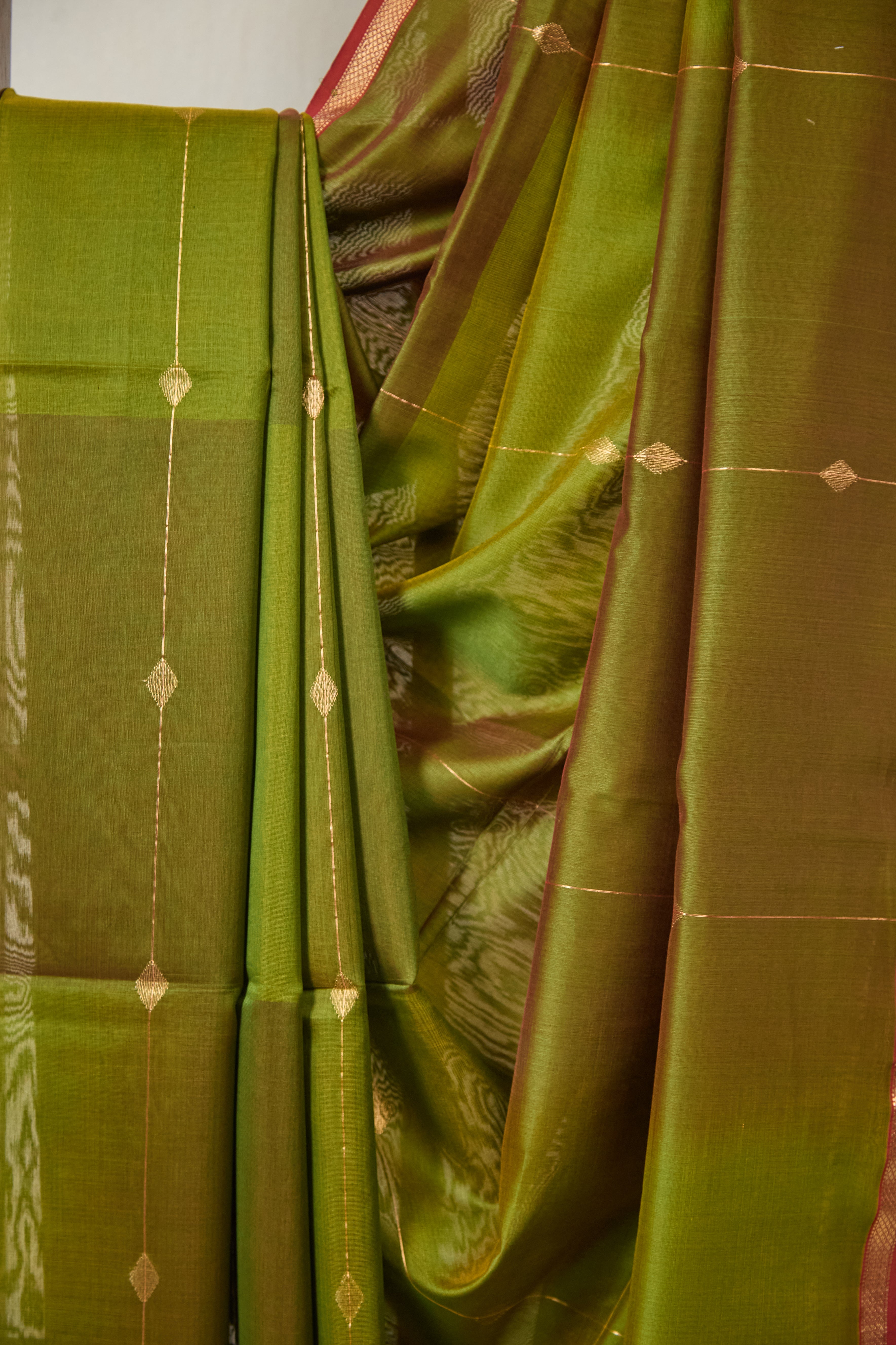Two Tone Green Maheshwari Saree - SRTTGMS1058