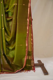 Two Tone Green Maheshwari Saree - SRTTGMS1058