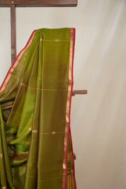 Two Tone Green Maheshwari Saree - SRTTGMS1058