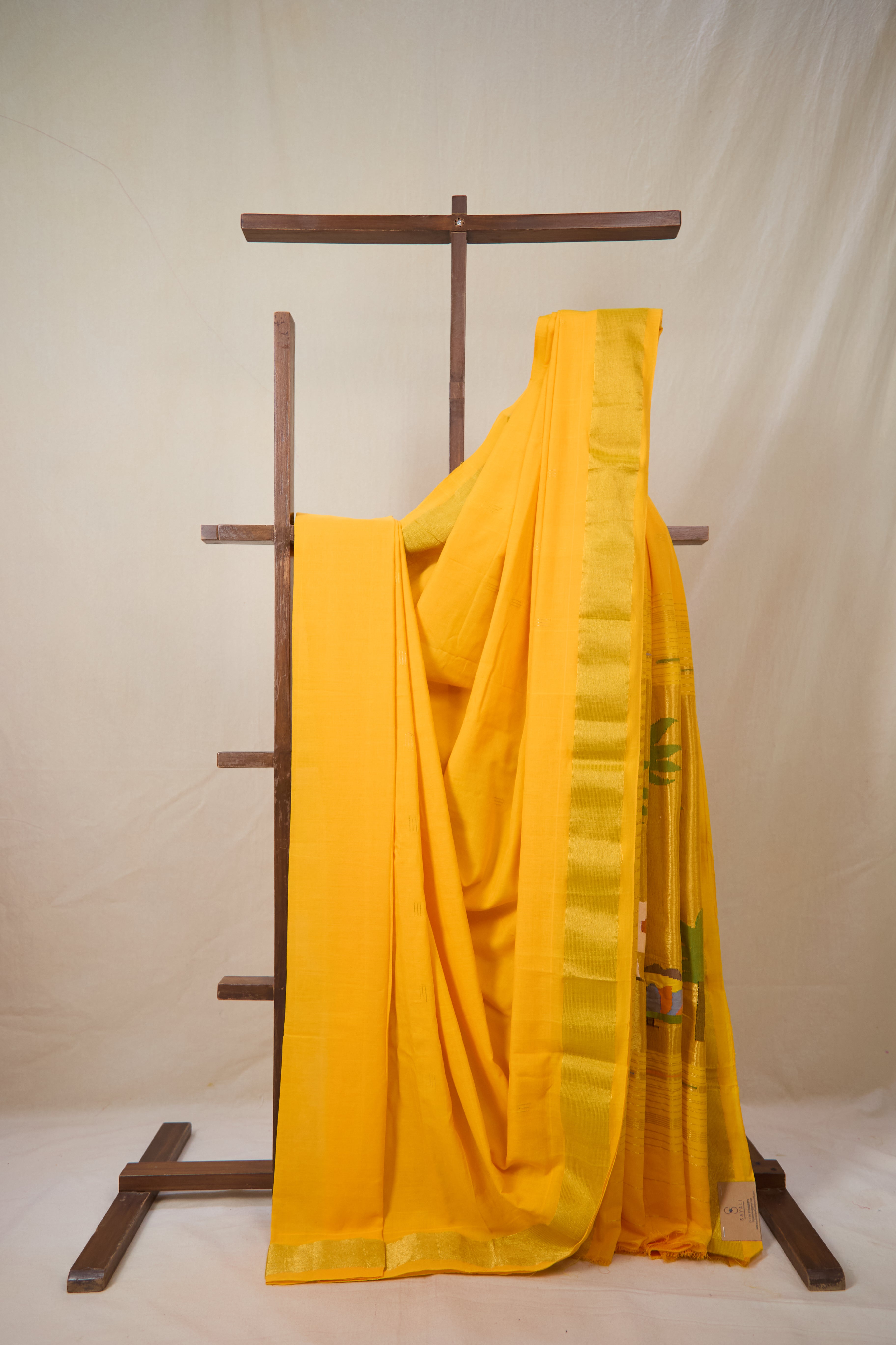 Yellow Cotton Paithani Saree - SRYCPS735
