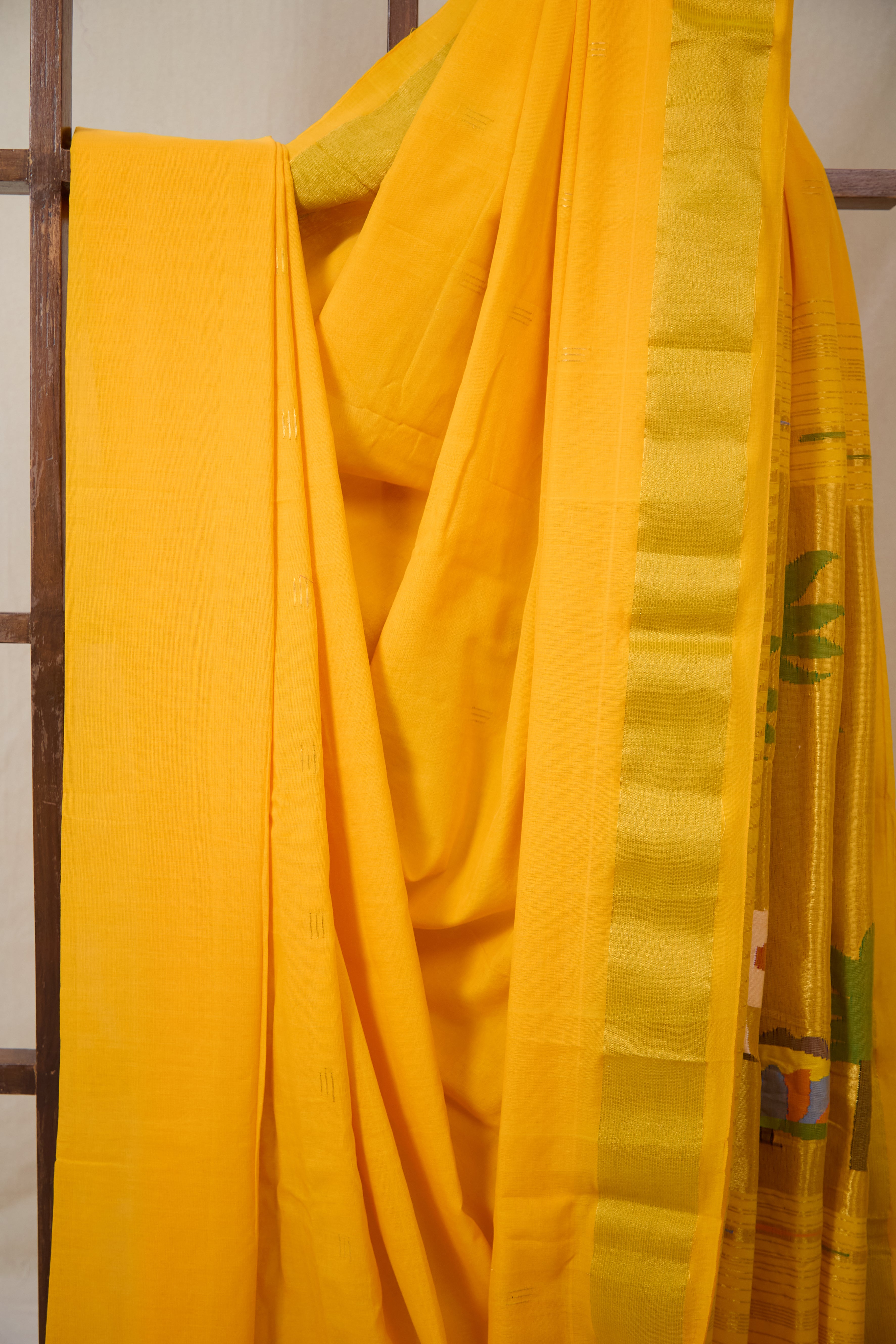 Yellow Cotton Paithani Saree - SRYCPS735