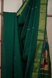 Green Cotton Paithani Saree - SRGCPS734
