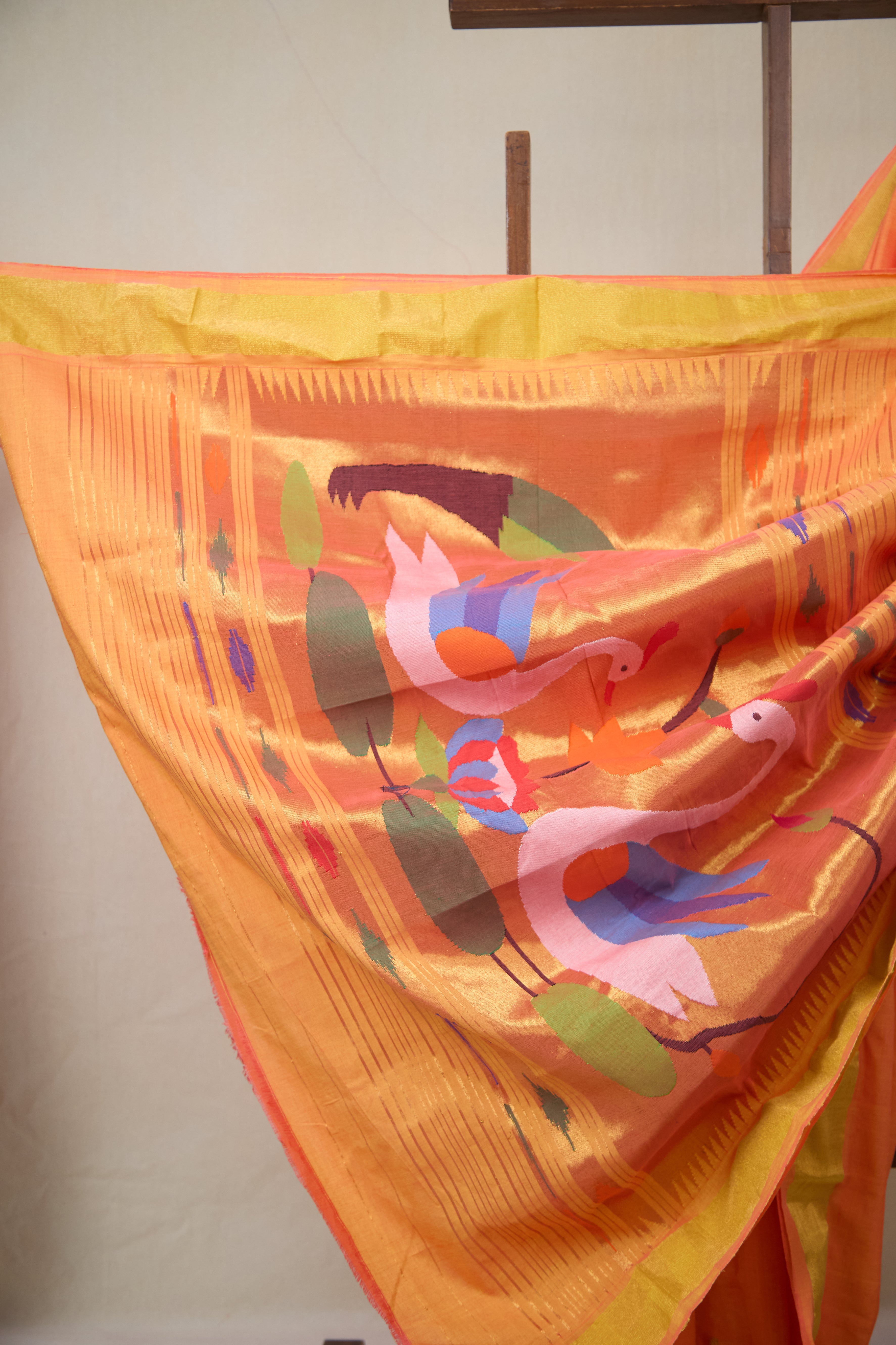 Orange Cotton Paithani Saree - SROCPS733