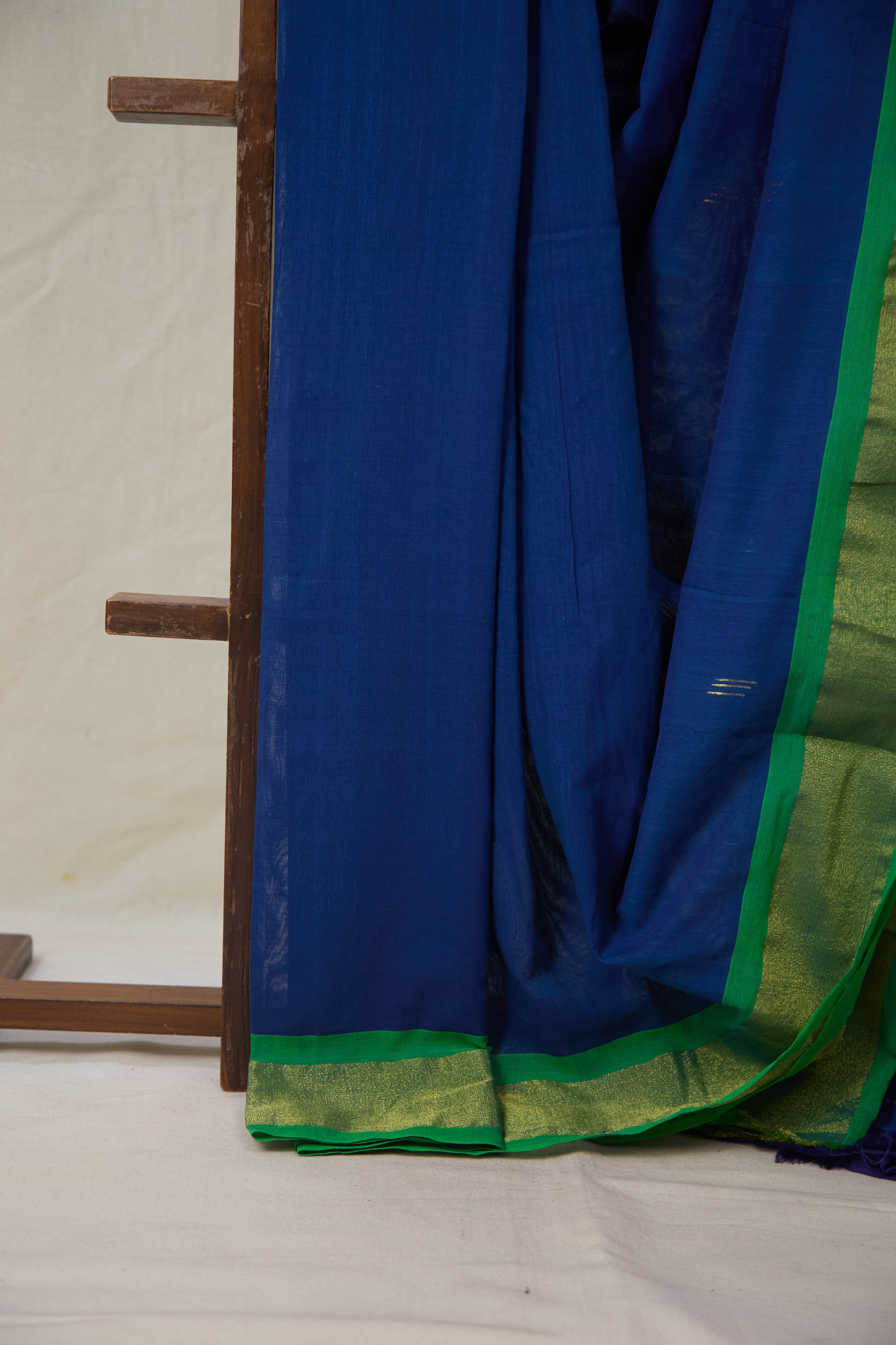 Blue Cotton Paithani Saree - SRBCPS732