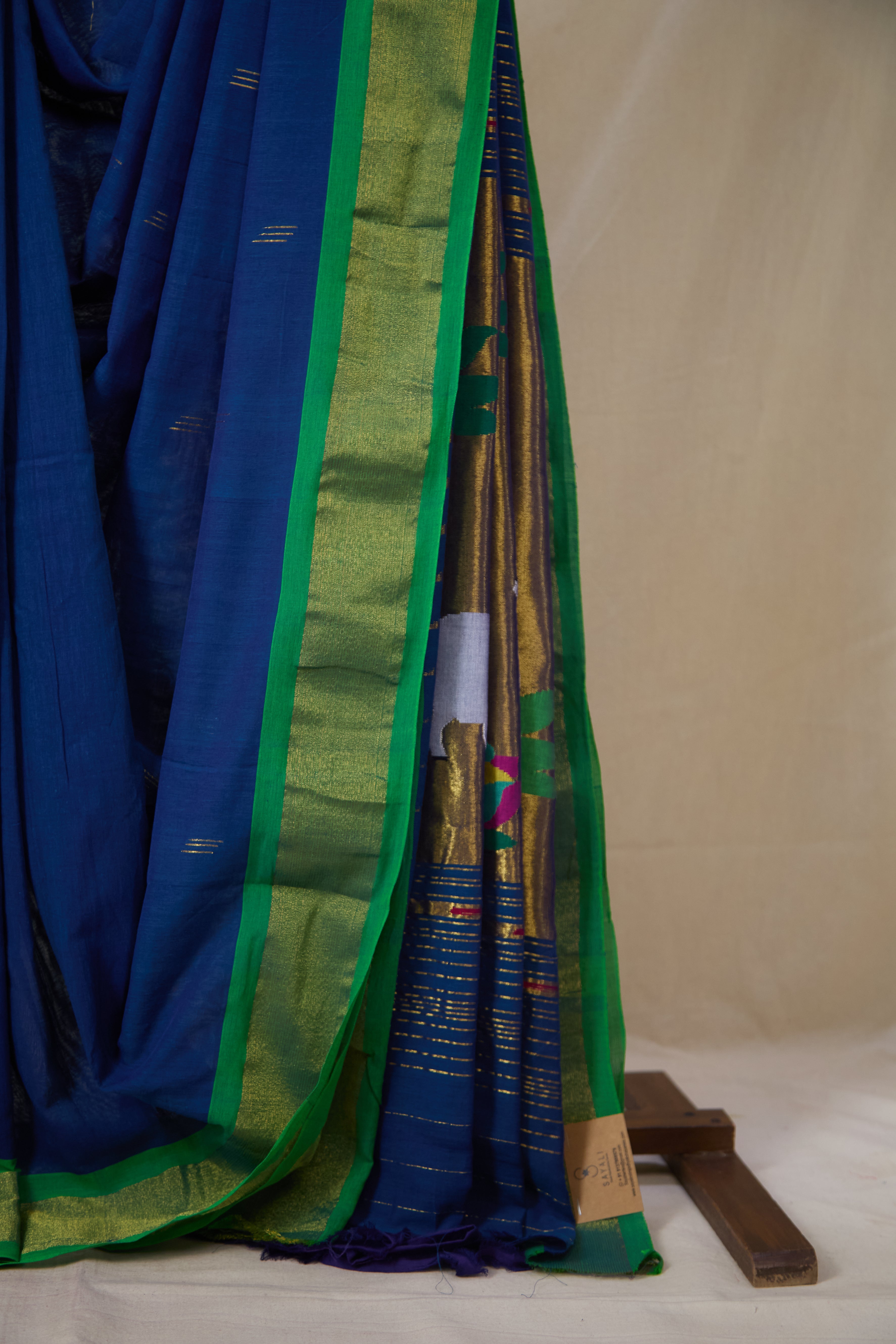 Blue Cotton Paithani Saree - SRBCPS732