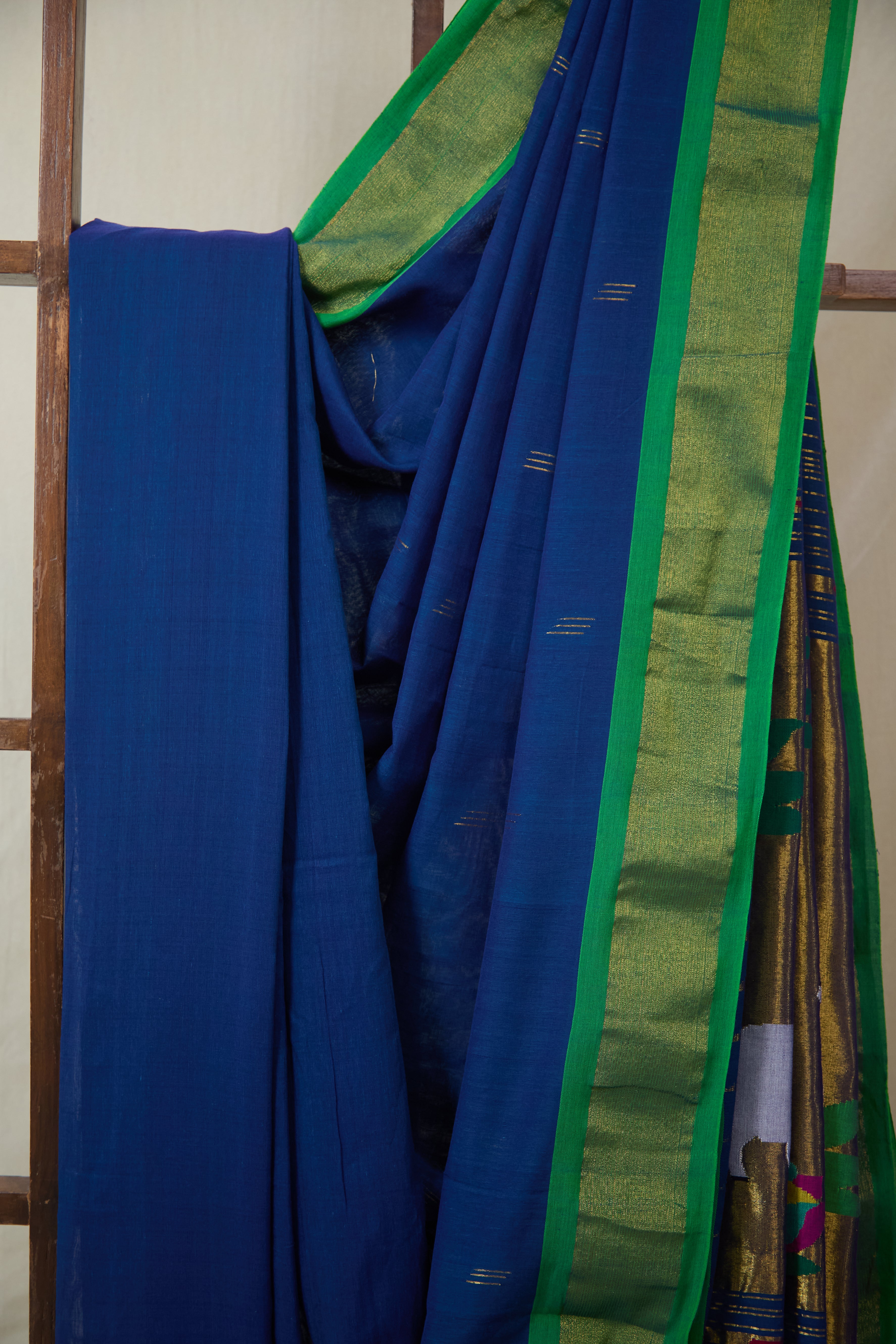 Blue Cotton Paithani Saree - SRBCPS732