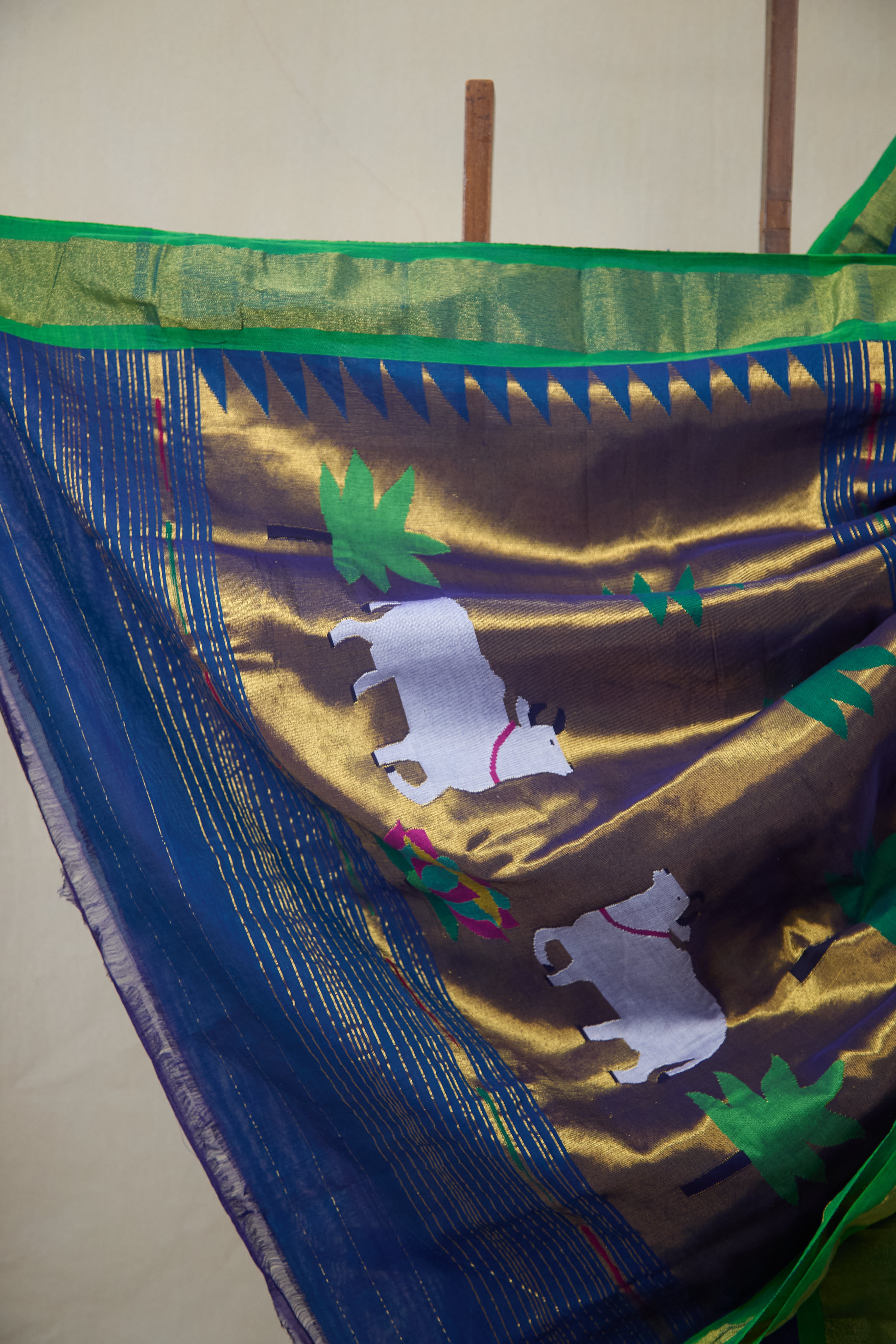 Blue Cotton Paithani Saree - SRBCPS732