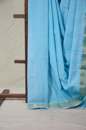 Sky Blue Cotton Paithani Saree - SRSBCPS731