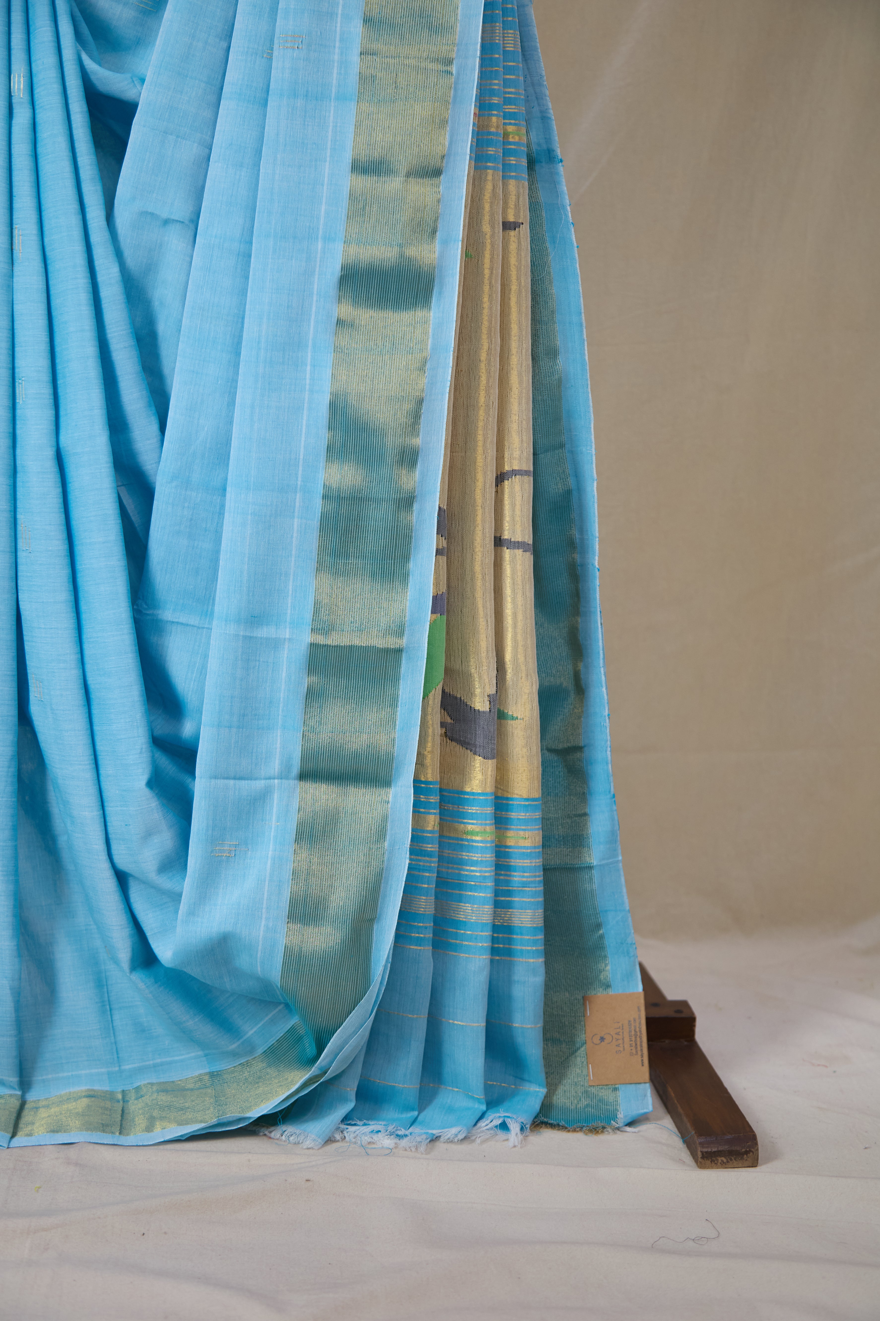 Sky Blue Cotton Paithani Saree - SRSBCPS731