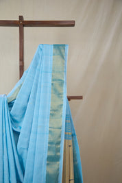 Sky Blue Cotton Paithani Saree - SRSBCPS731