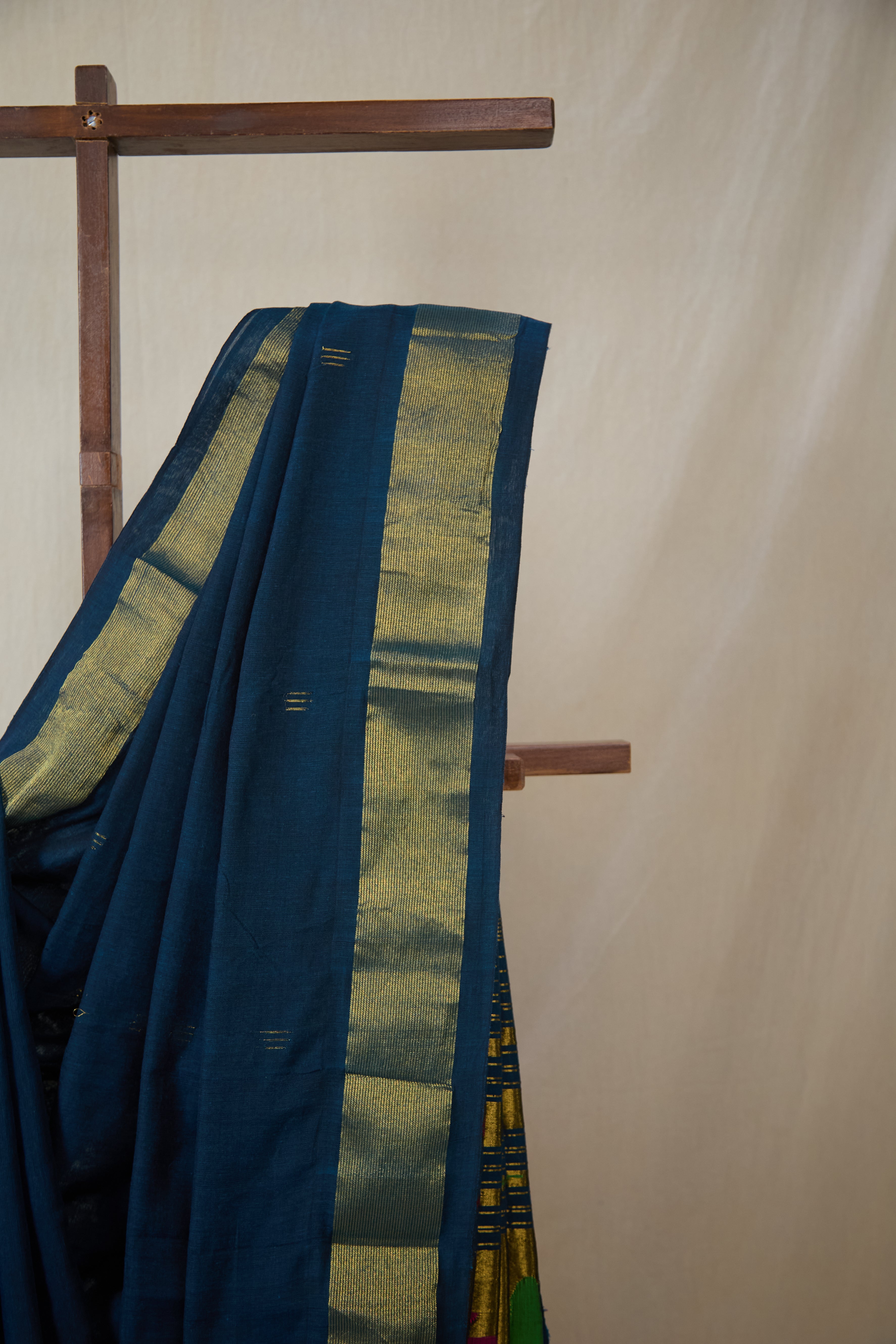 Teal Blue Cotton Paithani Saree - SRTBCPS730