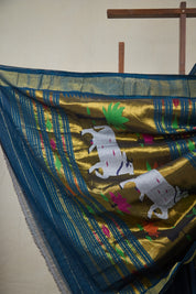 Teal Blue Cotton Paithani Saree - SRTBCPS730