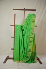 Parrot Green Cotton Paithani Saree - SRPGCPS729