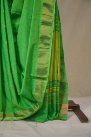 Parrot Green Cotton Paithani Saree - SRPGCPS729