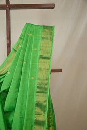Parrot Green Cotton Paithani Saree - SRPGCPS729