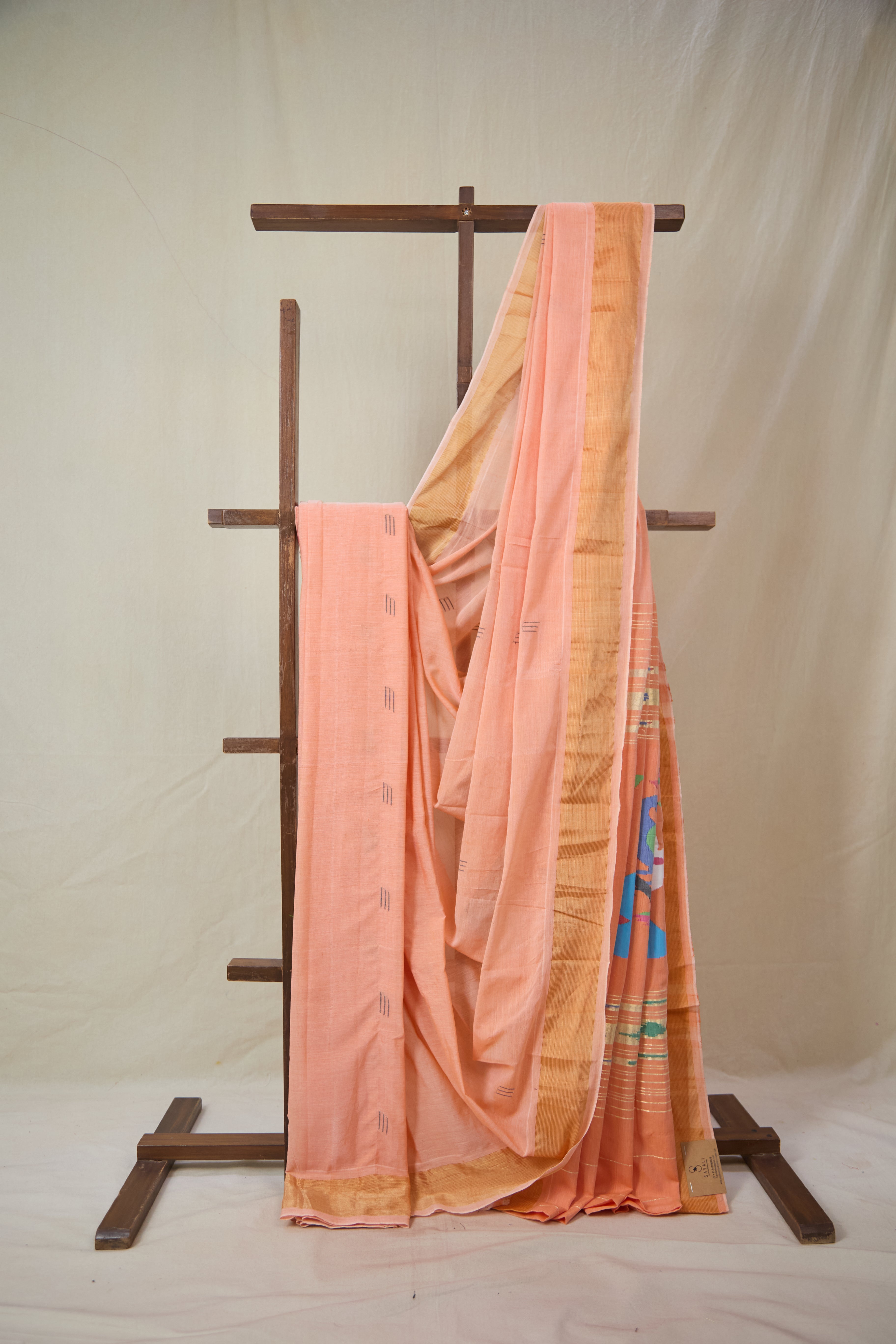 Peach Cotton Paithani Saree - SRPCPS728