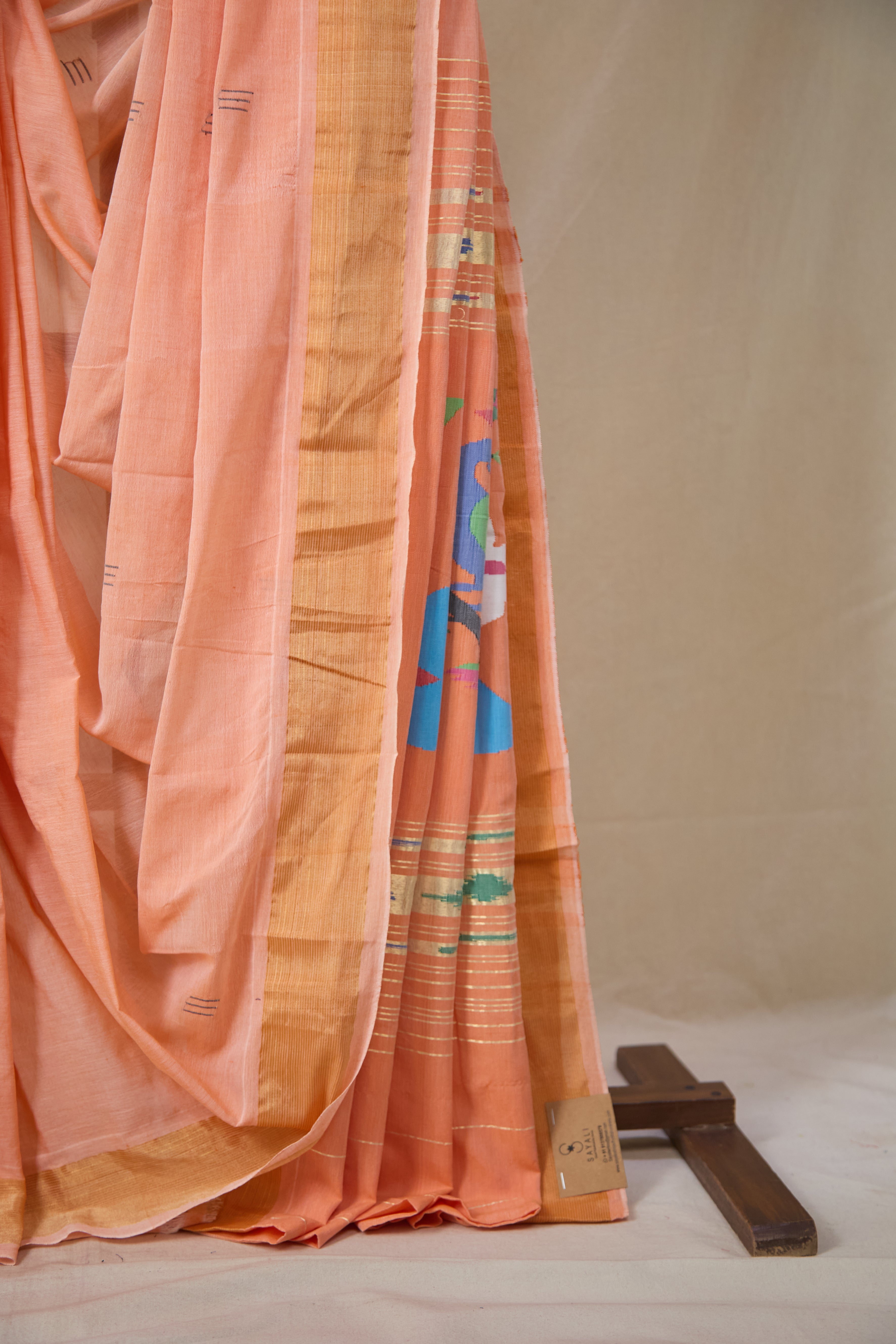 Peach Cotton Paithani Saree - SRPCPS728