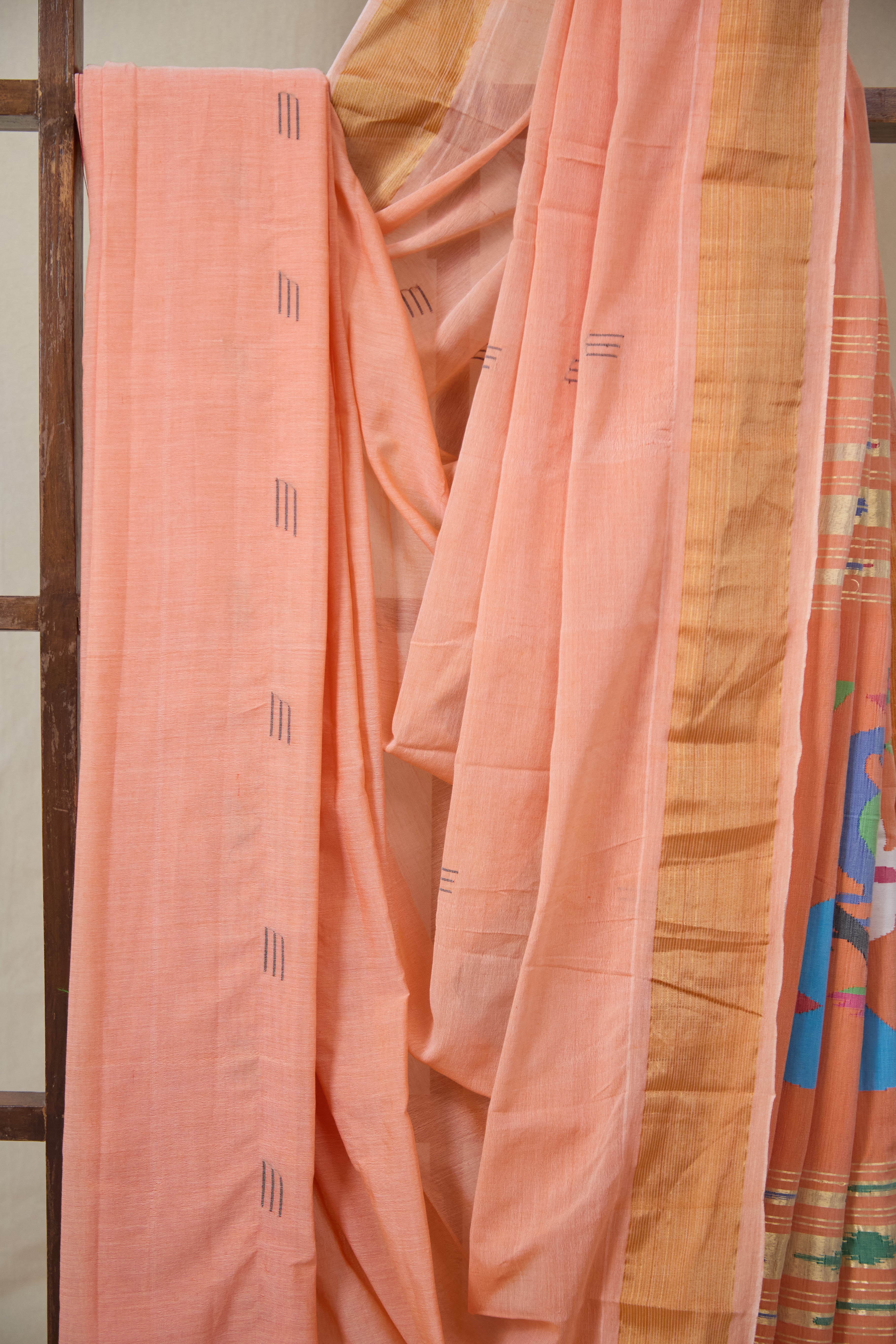Peach Cotton Paithani Saree - SRPCPS728
