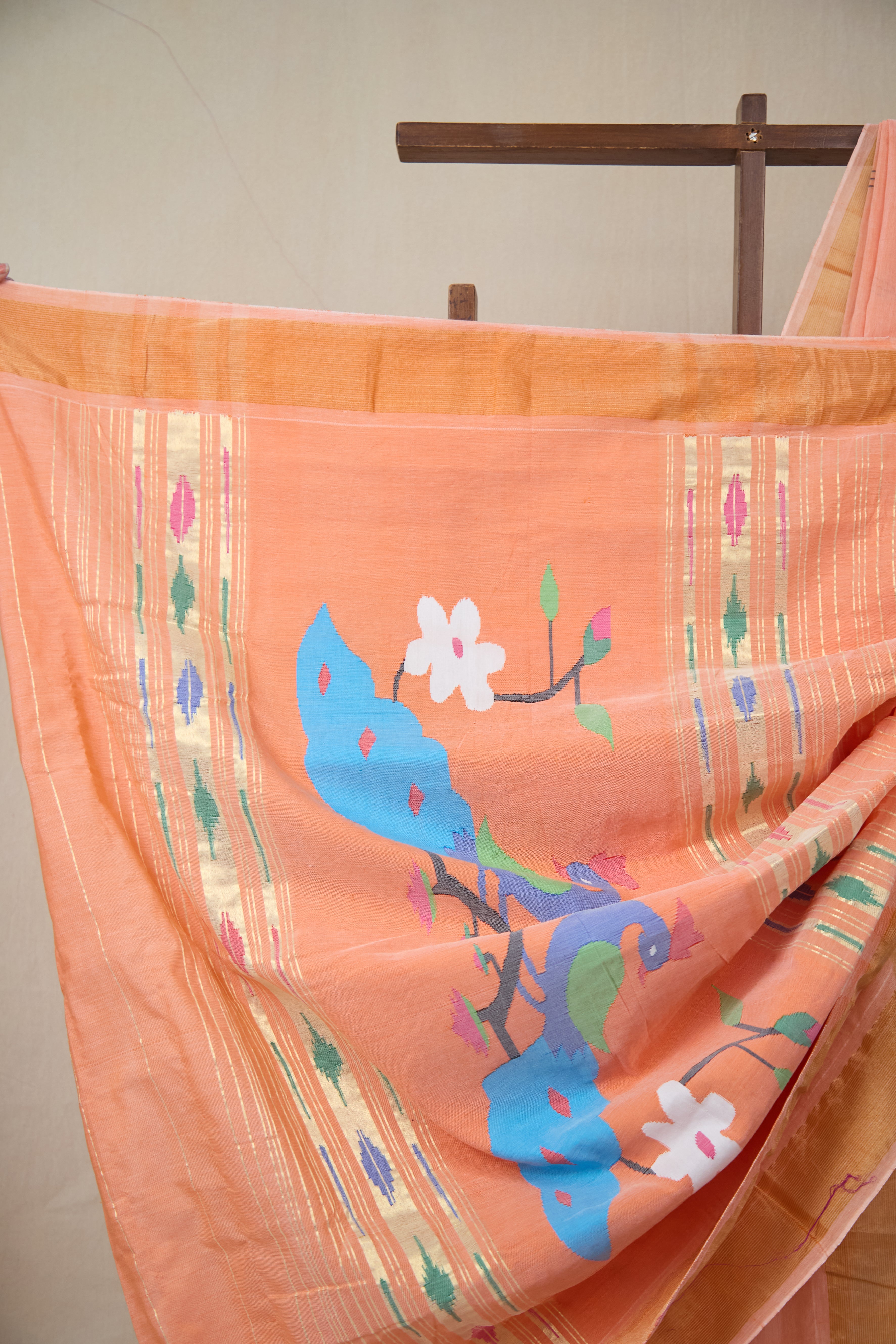Peach Cotton Paithani Saree - SRPCPS728