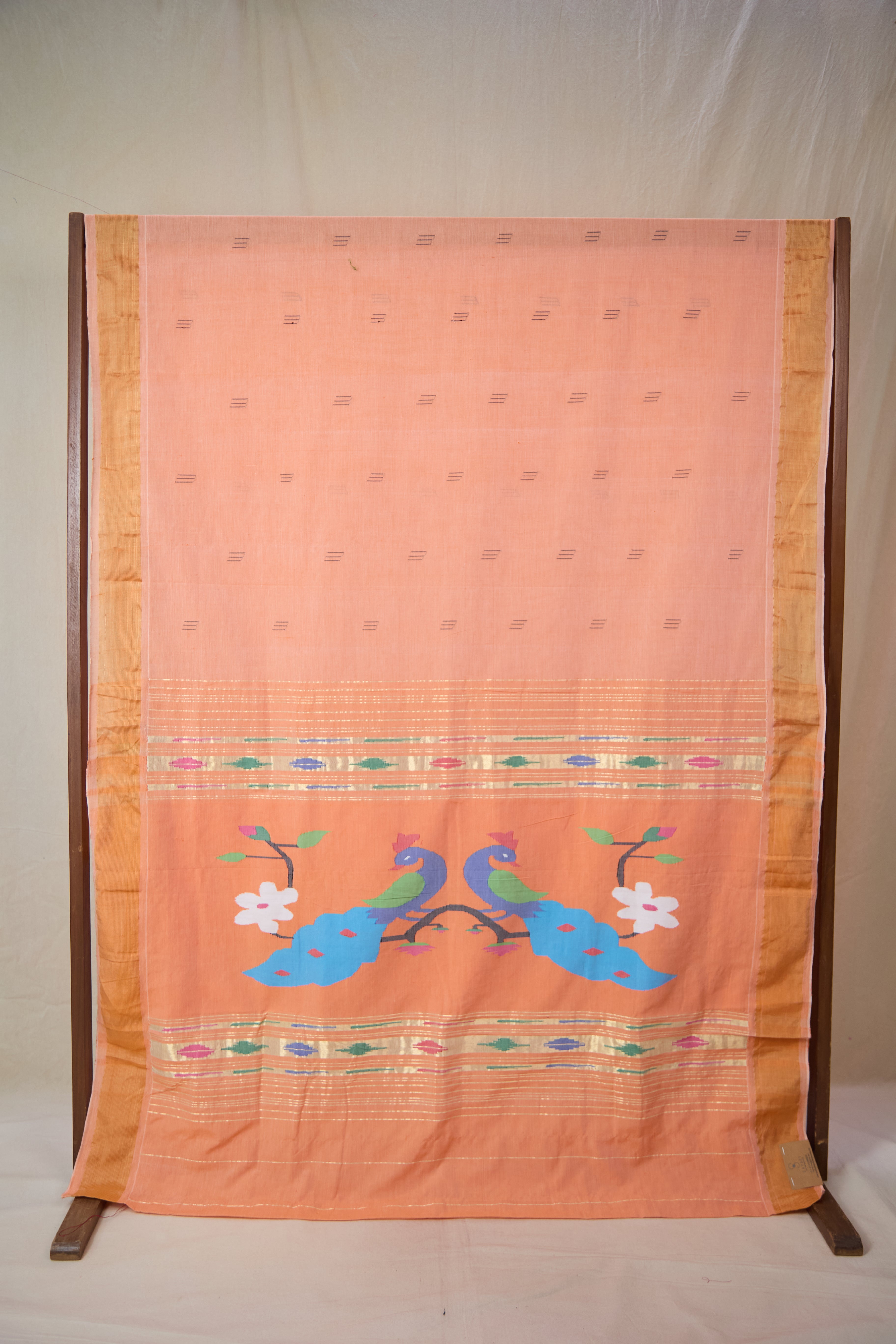 Peach Cotton Paithani Saree - SRPCPS728