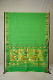 Parrot Green Cotton Paithani Saree - SRPGCPS729