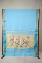 Sky Blue Cotton Paithani Saree - SRSBCPS731