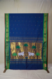 Blue Cotton Paithani Saree - SRBCPS732