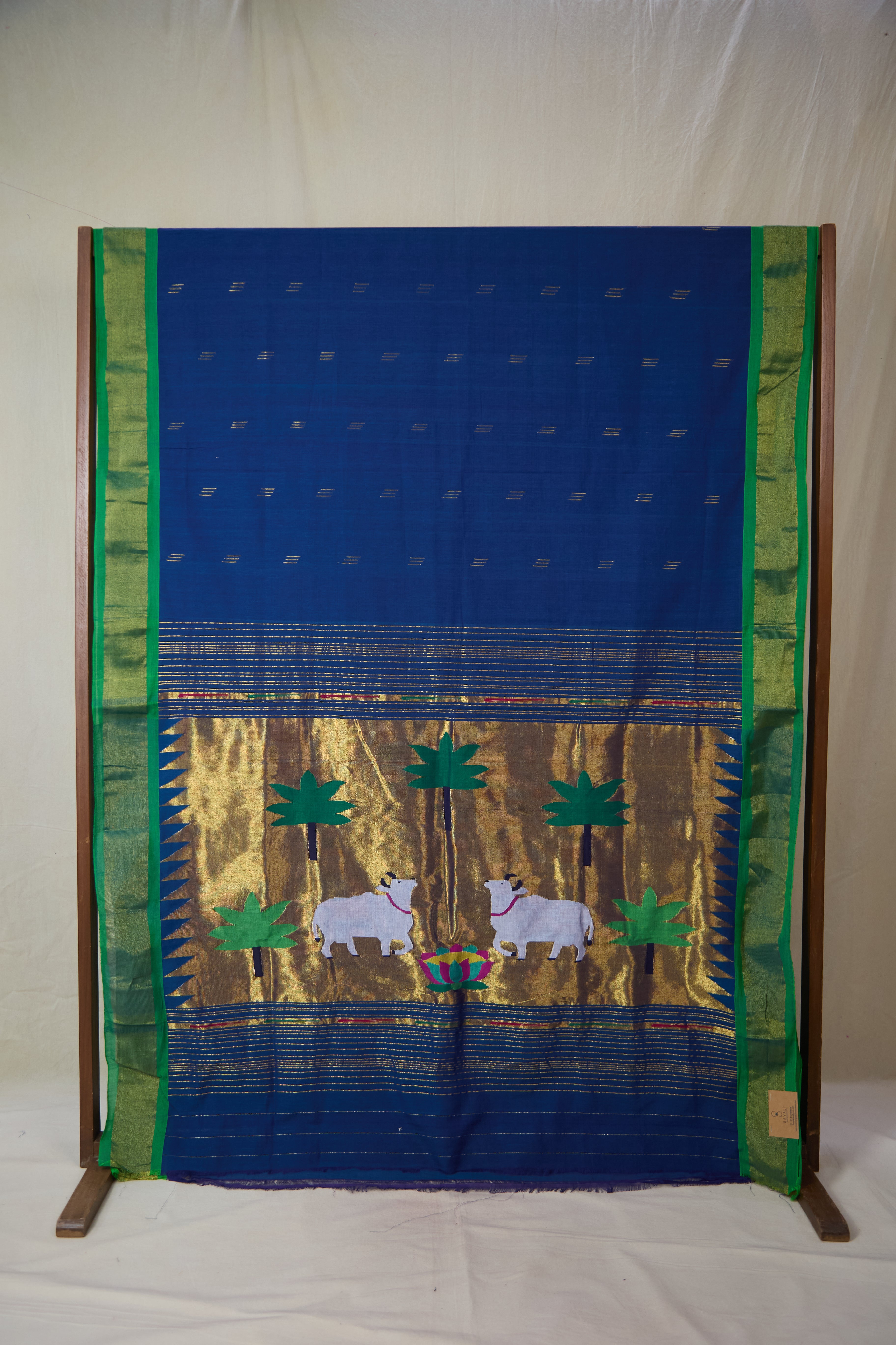 Blue Cotton Paithani Saree - SRBCPS732