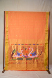Orange Cotton Paithani Saree - SROCPS733