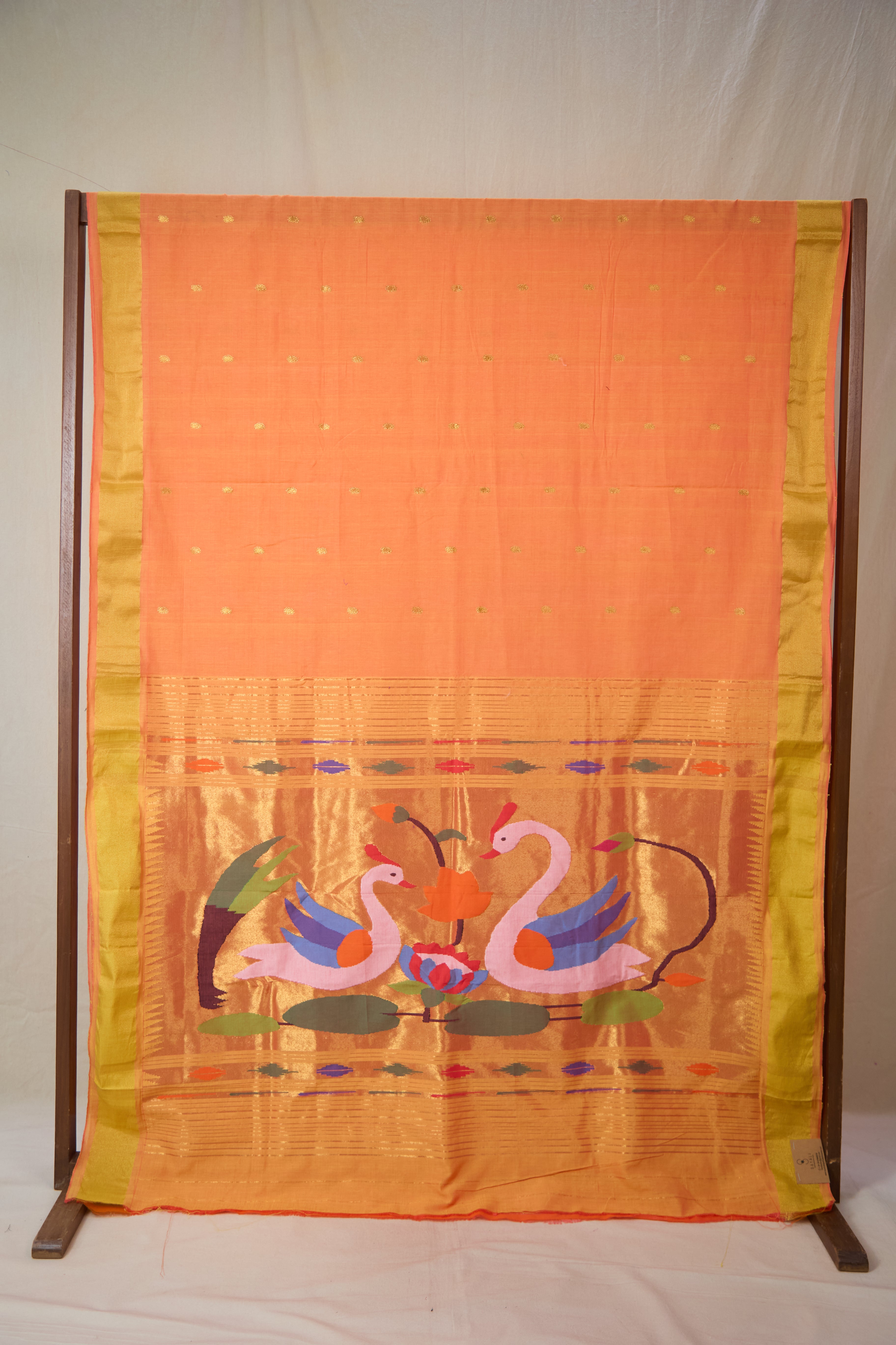 Orange Cotton Paithani Saree - SROCPS733