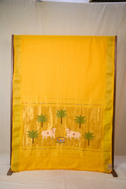 Yellow Cotton Paithani Saree - SRYCPS735