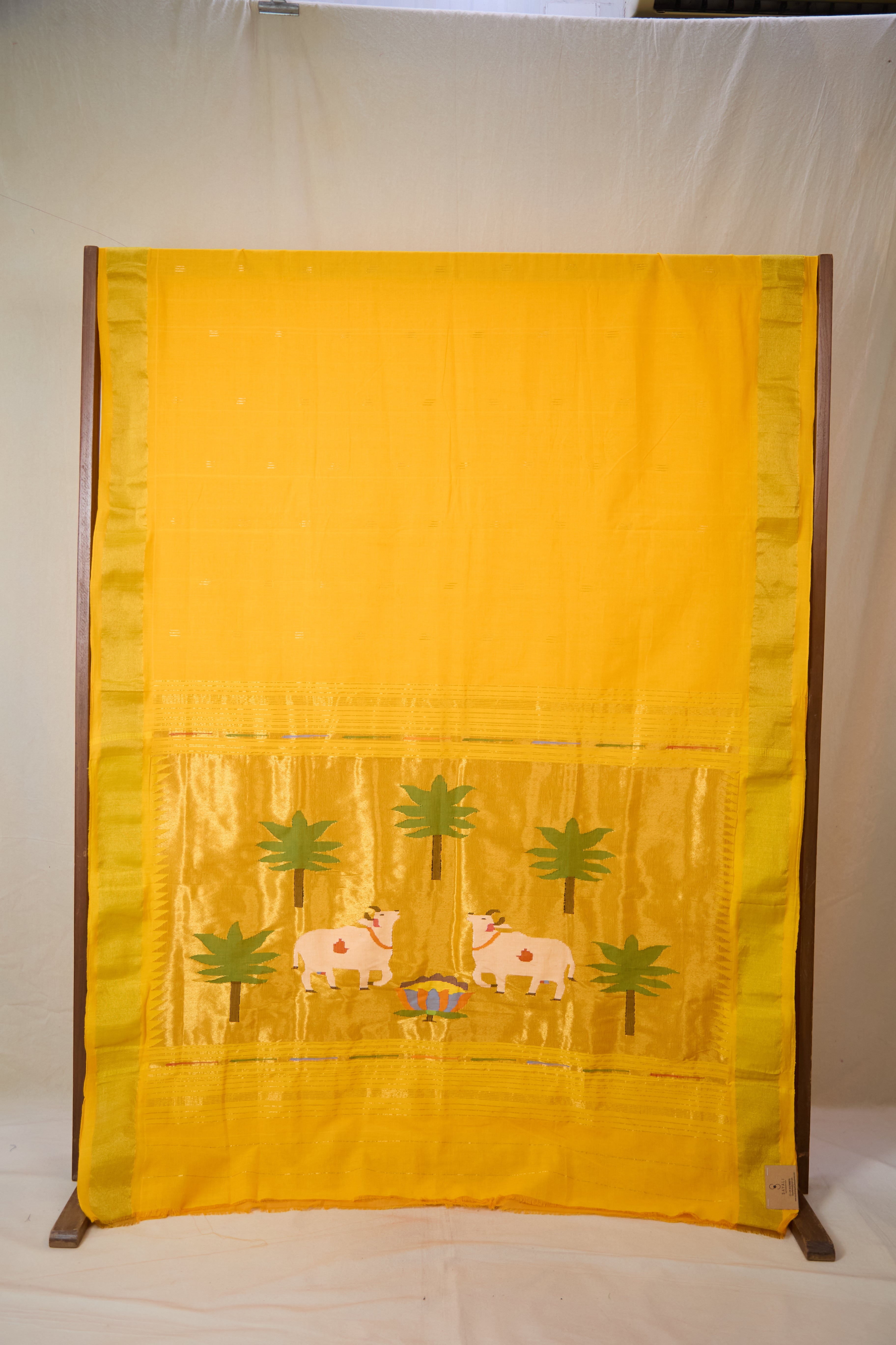 Yellow Cotton Paithani Saree - SRYCPS735