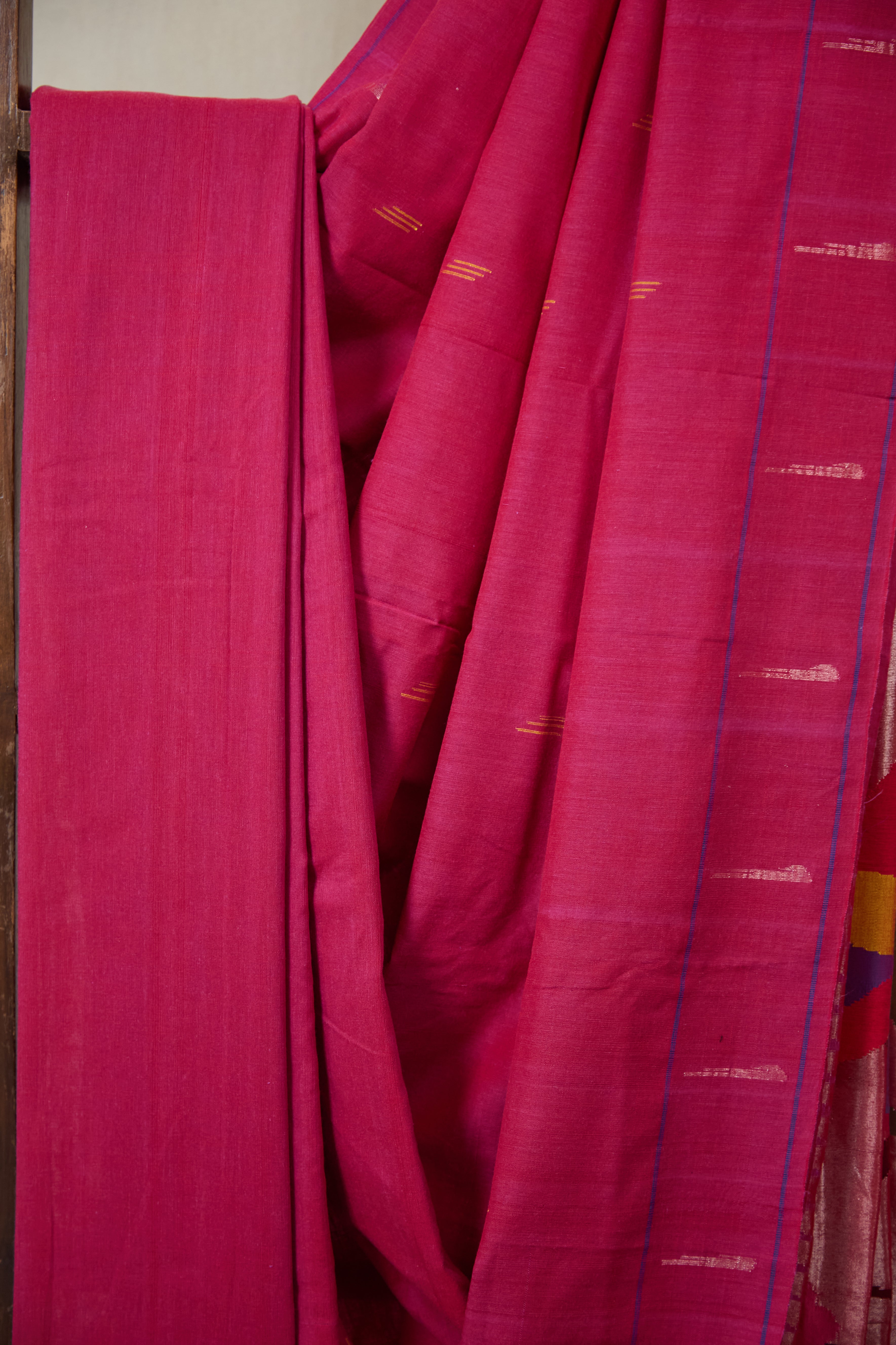 Magenta Cotton Paithani Saree - SRMCPS722