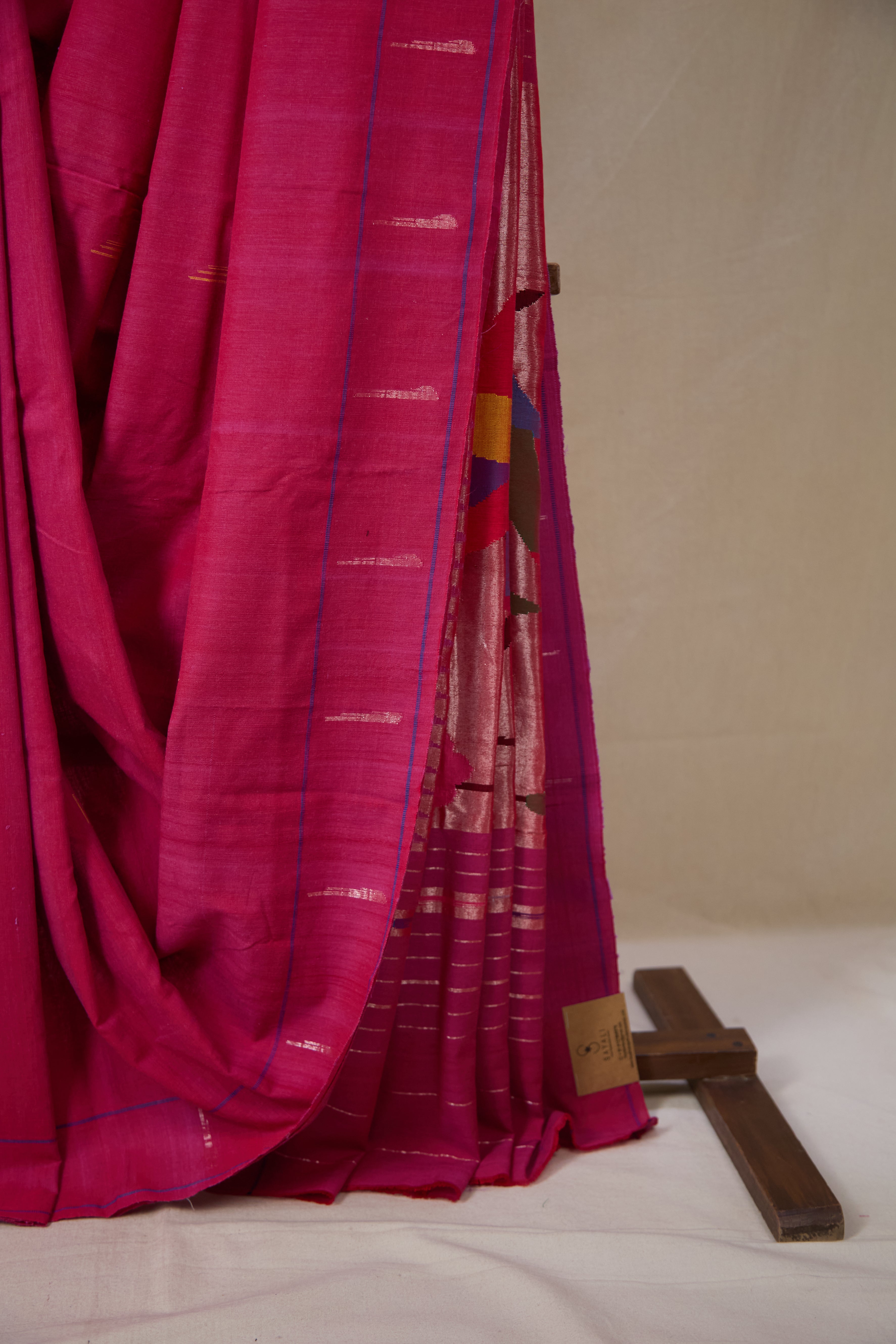 Magenta Cotton Paithani Saree - SRMCPS722