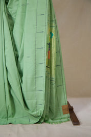 Mint Green Cotton Paithani Saree - SRMGCPS721