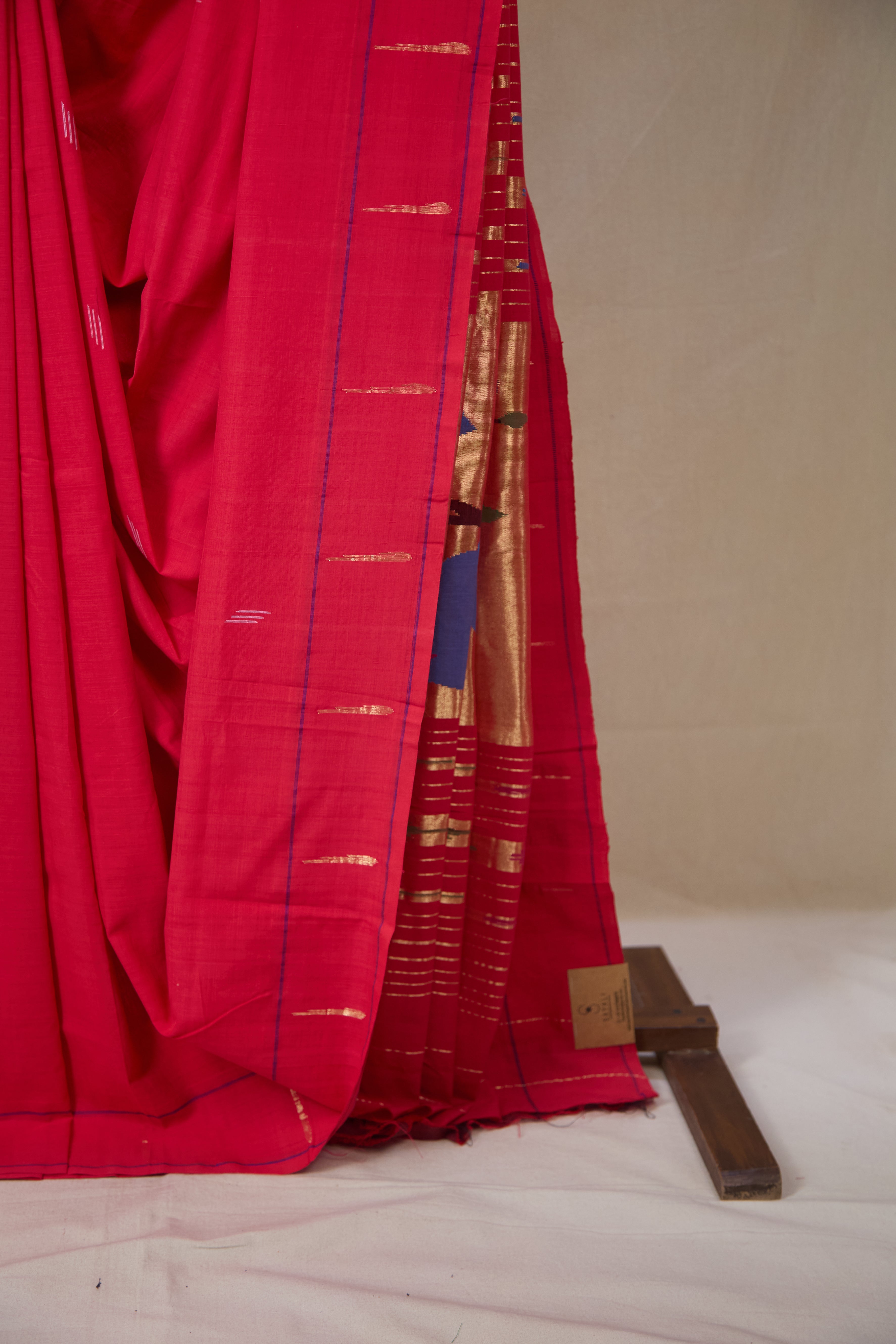 Red Cotton Paithani Saree - SRRCPS723