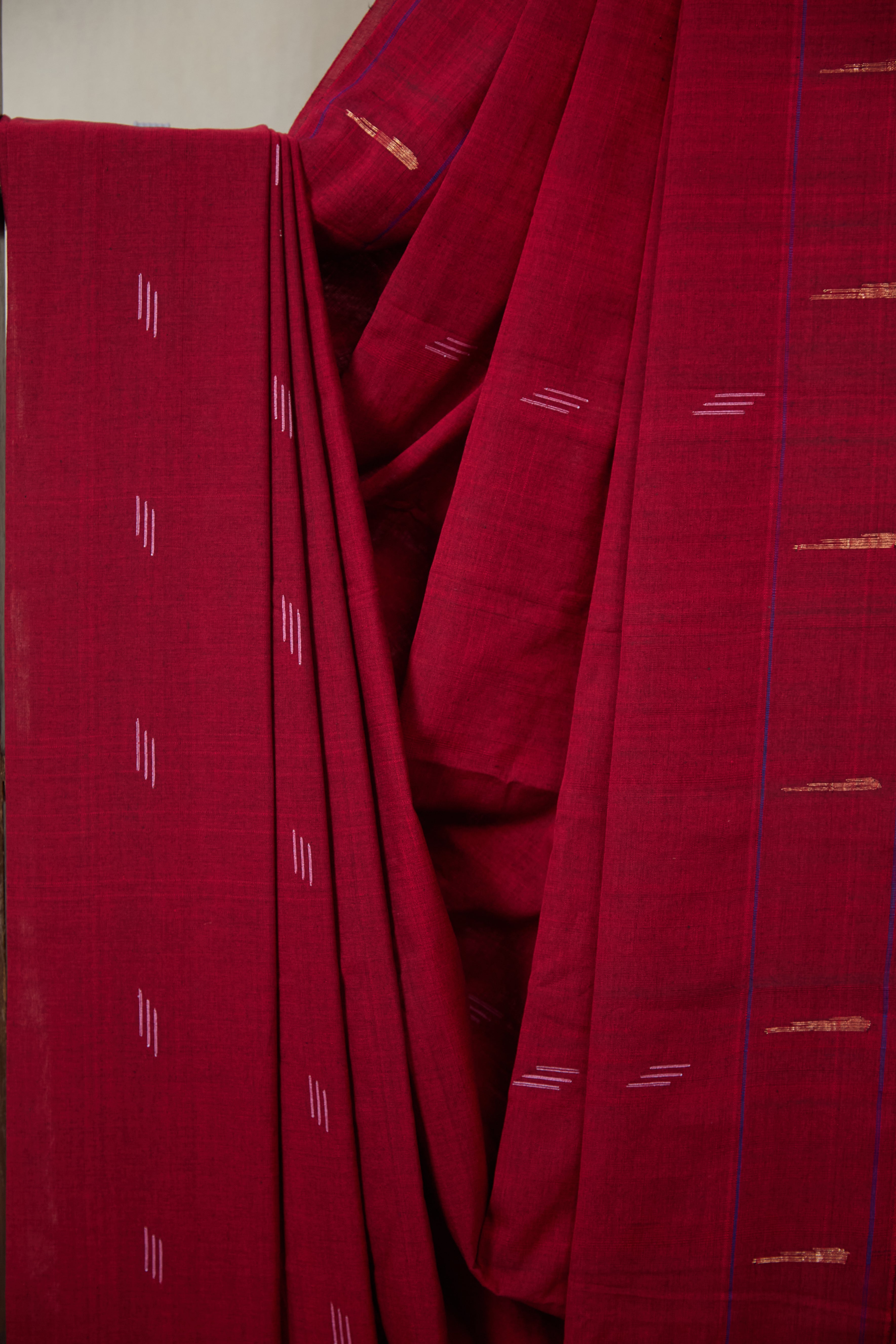 Maroon Cotton Paithani Saree - SRMCPS725